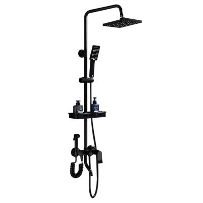 China With Slide Bar With Modern Slide Bar In The Wall Matte Black Wall Mounted Shower Mixer Shower Set for sale