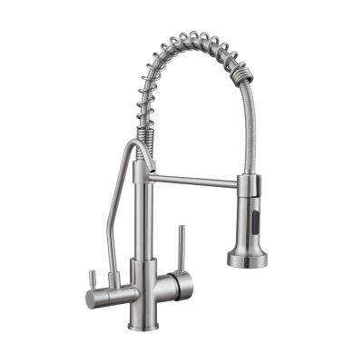 China 304 Stainless Steel Traditional Traditional 3 Way Kitchen Faucet With Purified Water Flow Filter System for sale