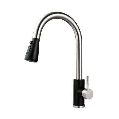 China 2021 Modern Modern Stainless Steel Kitchen Faucet Black Gold Pull Out Kitchen Faucet for sale