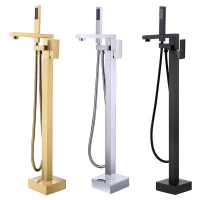 China Without Slide Bar Without Slide Bar Antique Copper Wall Floor Mounted Basin Bathtub Faucet Set Freestanding Tub Shower Faucet for sale