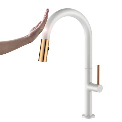 China Luxury Sense Faucets Sense Faucets Rose Gold Single Handle Antique Pull Down Kitchen Sink Faucet Water Mixer Taps With Low Price for sale