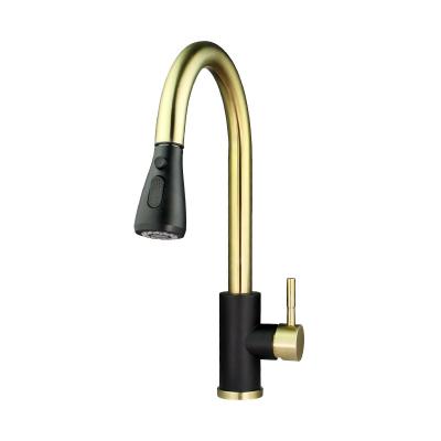 China Modern Black Modern Brass Kitchen Faucet Water Tap Sink Faucet Pull Out for sale