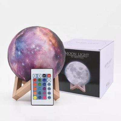 China Sci-Fi RGB New Colorful 3D Printing Touch Control 3D Moon Night Light With Remote Control for sale