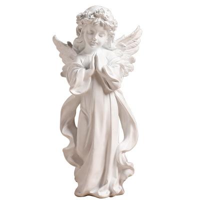 China Ornament Angel Handcraft Resin Sculpture Art Deco Window Model Exhibition Cute White Statue for sale