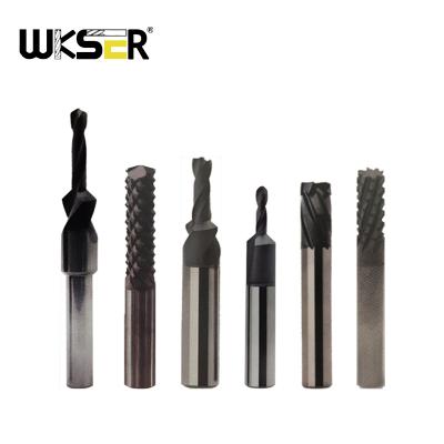 China CNC Milling Machining WKSER Tools Diamond Coating End Mill For Carbon Fiber Reinforced Plastics CFRP, Lengthen Avoid Flute,  Customizable Size for sale