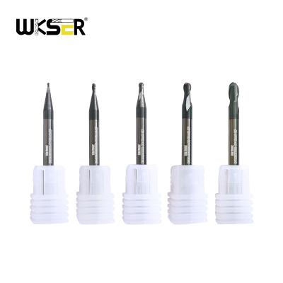 China CNC Process WKSER carbide D1-D4 2 flute ball nose micro milling cutter for cutting aluminum steel metal for sale