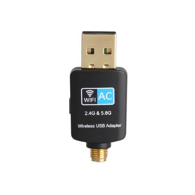 China LAPTOP Hg USB Wifi Adapter 5.8GHz+2.4GHz Wi-Fi Receiver High Speed ​​Antenna 600Mbps PC Network Card 802.11 for sale