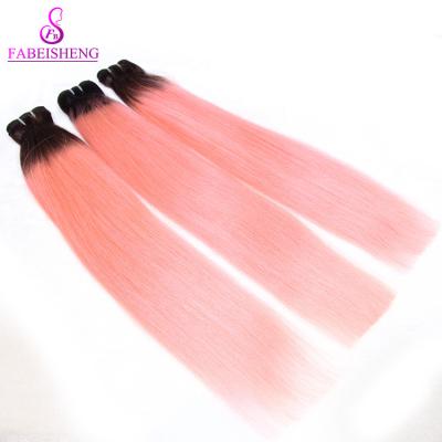 China 100% Remy Human Hair Straight Double Weft 1B Human Hair Extensions Russian Pulled Pink Hair for sale