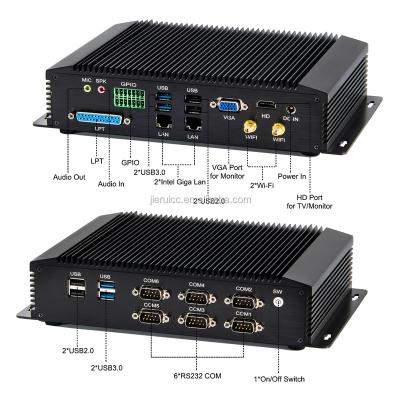 China Fanless Industrial Grade Computers System 0.00dB Intel i3/i5/i7 Industrial PC GT5000 Support RS232 RS422 RS485 for sale