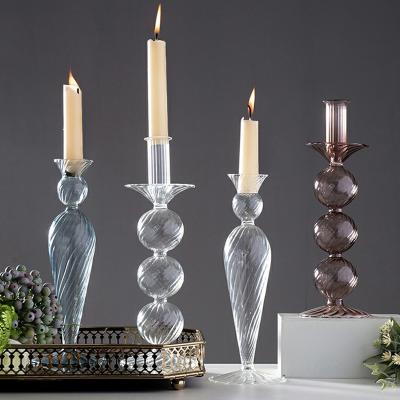 China Home Decoration Glass Candle Holders Decor Vase Candlestick Wedding Home Decoration for sale