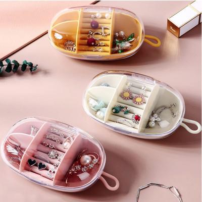 China Factory Price Viable Cheap Portable Ring Box Jewelry Display Holder Earring Display Box Organizer With Lid for sale