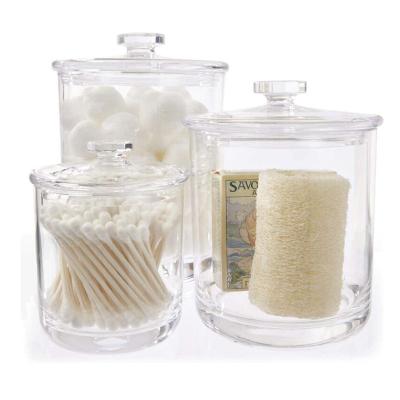 China 3pcs/set Factory Price Viable Cheap Acrylic Cotton Ball Storage Box Bathroom Pot Organizer Qtip Holder for sale