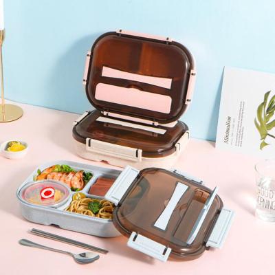 China Portable Lunch Box Stored Plastic Lunch Box Sealed Food Box Lunch Tiffin Keep Fresh Wheat Straw Square for sale