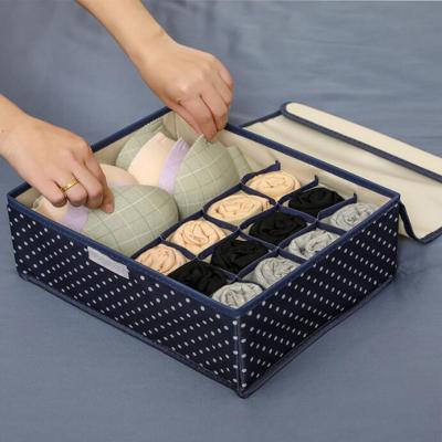 China Underwear Storage Box 13 Grid Bangs Organizer Foldable Oxford Cloth Wardrobe Storage Box Bra Underwear Storage Box for sale