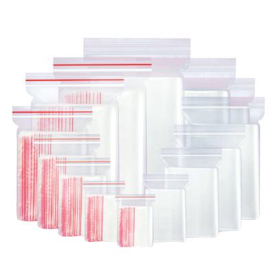 China 100PCS Shock Resistance Plastic Bags Jewelry Zipper Zip Lock Resealable Clear Poly Packaging Bags Different Size for sale