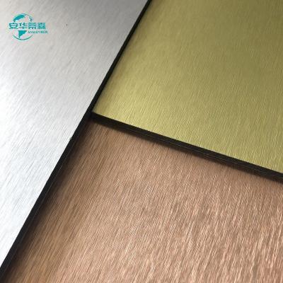 China 2-6 mm gebürstete Aluminiumverbundplatten für Bauverkleidungen zu verkaufen