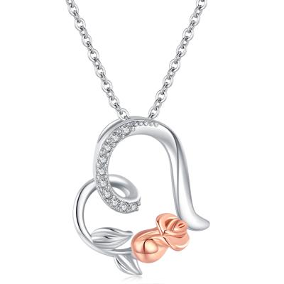 China Vintage Rose Valley Roseflower Necklace Hot Selling Jewelry Rose Gold Plated Two Tone Jewel Fashion Gift For Lover RSN035 for sale