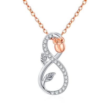 China Vintage Rose Valley Roseflower Necklace Hot Selling Jewelry Rose Gold Plated Two Tone Jewel Fashion Gift For Lover RSN030 for sale