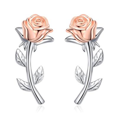 China Vintage Rose Valley Rose Flower Stud Earrings D.C.A. Zircon Designs Jewelry For Women Rose Gold Gift Party Trendy Jewelry RPE002 for sale