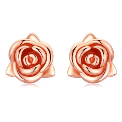 China Vintage Rose Valley Rose Flower Stud Earrings D.C.A. Zircon Designs Jewelry For Women Rose Gold Gift Party Trendy Jewelry RPE007 for sale