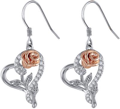 China Vintage Rose Valley Rose Flower Drop Earrings D.C.A. Zircon Designs Jewelry For Women Rose Gold Gift Party Trendy Jewelry RPE003 for sale