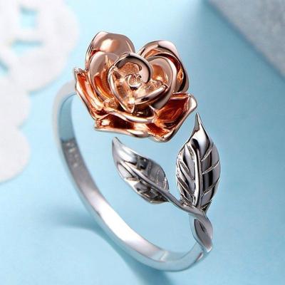 China Rose Valley Roseflower Ring Hot Trendy Selling Rose Gold Plated Sterling Silver 925 Jewelry Fashion Gift for Lover RSR001 for sale