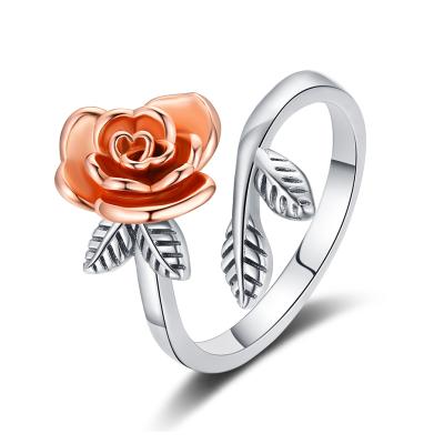 China Rose Valley Rose Flower Rings CLASSIC Amazon Resizable Wedding Party Ring Gift Diamond OEM Custom Jewelry RRR004 Hot Sale Women Jewelry for sale