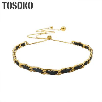 China FASHIONABLE Pull Necklace Tassel Chain Rope Leather Jewelry Stainless Steel Female Clavicle Chain BSP925 for sale