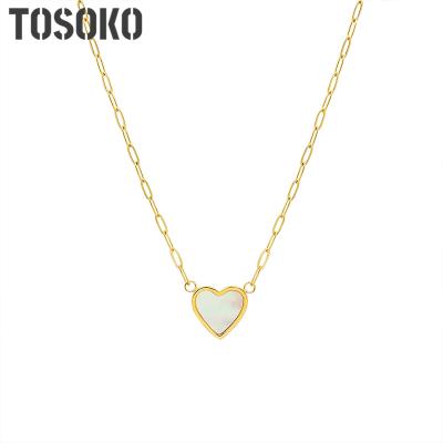 China White Shell Necklace Women Peach Heart Love Pendant Stainless Steel TRENDY Jewelry Simple And Sweet Clavicle Chain BSP929 for sale