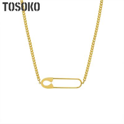 China TRENDY Stainless Steel Jewelry Exaggerated Pin Pendant Necklace Women Hip Hop Fashion Clavicle Chain BSP928 for sale