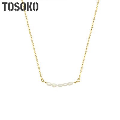 China FASHIONABLE jewelry stainless steel simple and retro baroque necklace freshwater pearl female clavicle chain BSP922 for sale