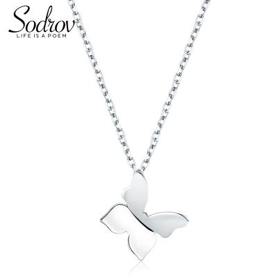 China 25 Butterfly Pattern Unique Simple Pendant Necklace Ladies Sterling Silver Silver Charming Jewelry HN003 Personalized for sale