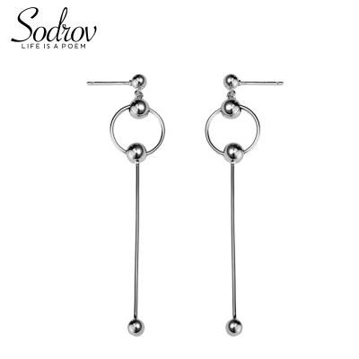 China Silver Long Tassel Round Dangle Earrings 925 Silver Round Dangle Earrings Women Wholesale Fine Jewelry HE002 Customized for sale