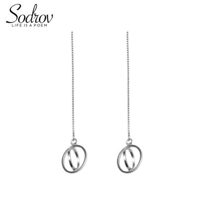 China Fashion Silver Women's Gifts Women's Geometric Fine Drop Earrings 925 Sterling Silver Simple Round Earrings Fine Jewelry HE008 for sale