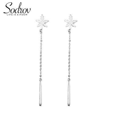 China Silver Cute Flowers 925 Sterling Silver Long Dangle Earrings Ladies Tassel Earrings Christmas Fashion Jewelry Gifts HE015 for sale