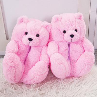 China Damping Fuzzy Bear Slippers Wholesale Teddy Bear Slippers House Teddy Bear Slippers for sale