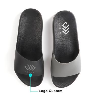 China JOGHN OEM/ODM Gray Pu Slides Slippers Men's Plain White Damping Slippers Custom Printed Slippers Women Slippers for sale