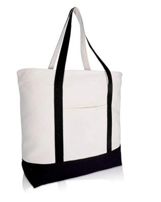 China Heavy Duty Cotton Canvas Tote Bag (Zippered)canvas grocery tote bags for sale