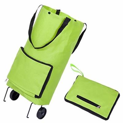 China Large Capacity Tugboat Cart Supermarket Household Portable Tugboat Bag with 2 Wheels Tote Shopping Bag Foldable for sale