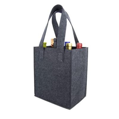 China 6 Bottle Handled Felt Wine Material Carrier Tote Reusable Grocery Bags For Travel for sale