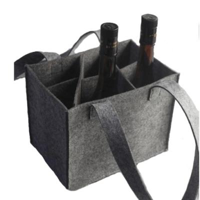 China Gray Color Folding Felt Material Promotion Bottle Shopping Bag for sale