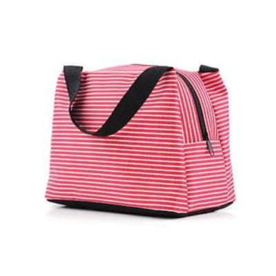 China Thermal Polyester Material Stripe Printed Lunch Cooler Bags for sale