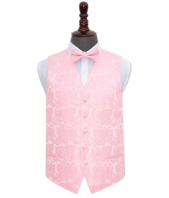 China Hot Sale Anti-Shrink Cheap Price Pink Lightweight Paisley Men Invest And Formal Vest for sale