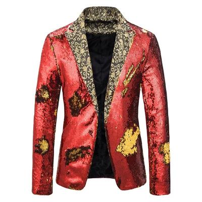 China Anti-Wrinkle Mens Gold Sequin Bling Shiny Glitter Suits Jacket Blazer Men Shawl Collar Club DJ Men's Blazer Jacket Stage Clothers for sale