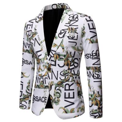 China Anti-Wrinkle Letter Printing Funny Letter Printing Men's Blazer Jacket Singer Vintage Prom Suit Stage Fashion Party Men's Suit Blazer Hombre for sale