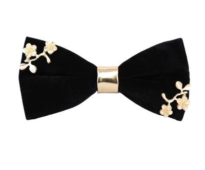 China Dot Factory Western Red Velvet Add Bow Tie Gold Foil Men's Wedding for sale