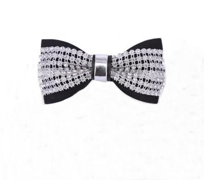 China Dot Newest Design Crystal and Leather Black Bow Tie for Boys for sale