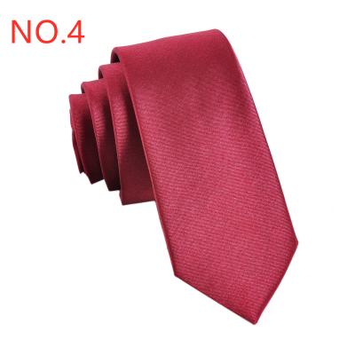 China SALE PRICE Jacquard Polyester Solid Color Mens Skinny Tie Fashionable Casual Formal 5cm 5cm Wedding And Party Necktie for sale