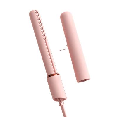 China Ceramic Pink Electric Curl Rod Hair Straightener And Curler 2 in 1 Mini Hair Curler Straightener for sale