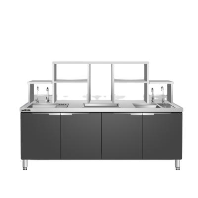 China Chinese market manufacturers support custom black titanium stainless steel pearl milk tea counter and a full set of pearl milk tea equi for sale